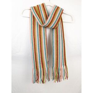 Pistil Knit Scarf Multicolor Stripe Fringe Boho Dopamine Artsy Eclectic Indie
